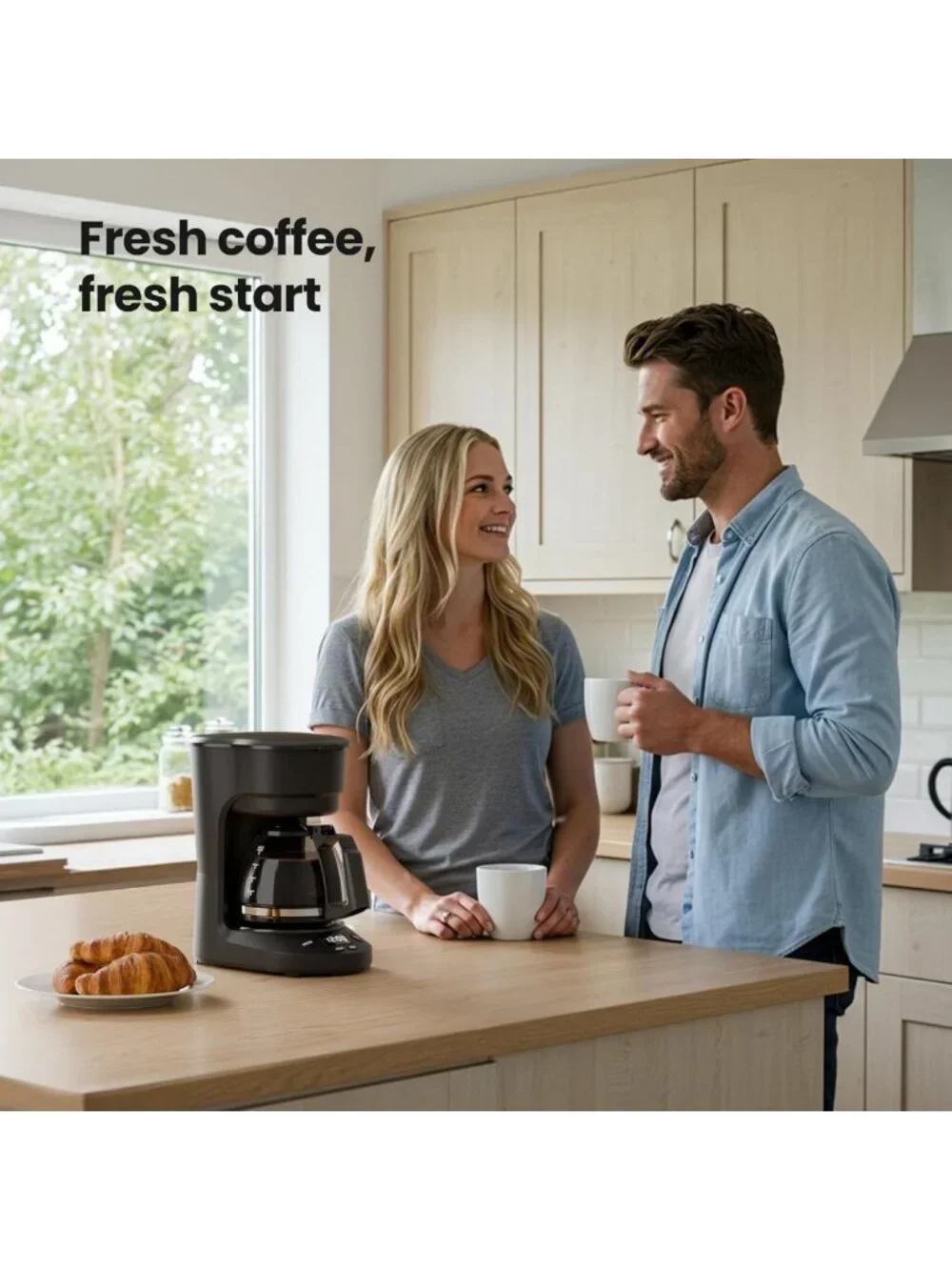 5-Cup Drip Coffee Maker with LED Display, Timer, Anti-Drip & Auto Shut-Off